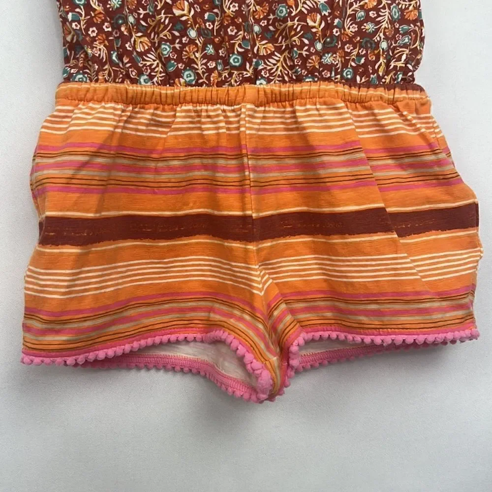Matilda Jane orange and pink sundown multi print romper size 2